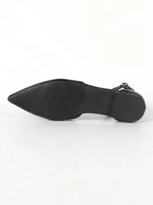 Ladies' Minimalist Pointed Toe Ankle Strap Flat Shoes - Black - View 8
