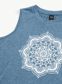 EMERY ROSE In hoa Áo ba lỗ - Màu xanh lam - Xem 4