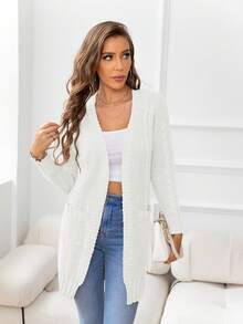 DEARCASE 双口袋落肩开衫 - 白色 - 查看 4