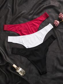 SHEIN 3pack Solid Metal Decoration Panty - Multicolor - View 2