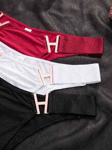 SHEIN 3pack Solid Metal Decoration Panty - Multicolor - View 6