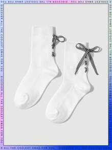 2 Pairs White Double Pronged Children's Bow For School Season - White - View 1