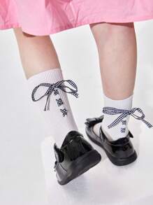 2 Pairs White Double Pronged Children's Bow For School Season - White - View 3