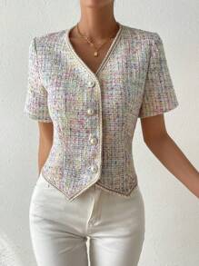 Chiquease Space Dye Button Front Jacket - Multicolor - View 1