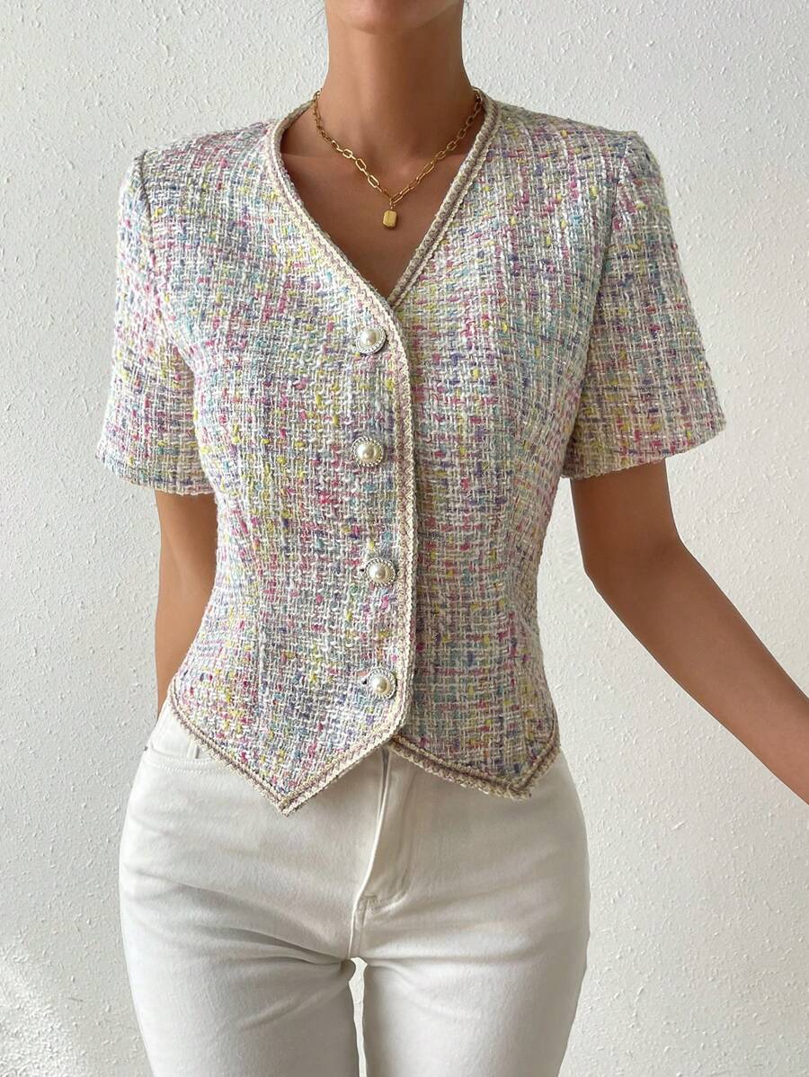 Chiquease Space Dye Button Front Jacket - Multicolor - View 1