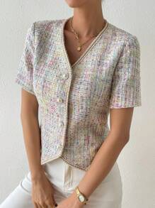 Chiquease Space Dye Button Front Jacket - Multicolor - View 3