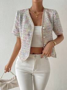 Chiquease Space Dye Button Front Jacket - Multicolor - View 4