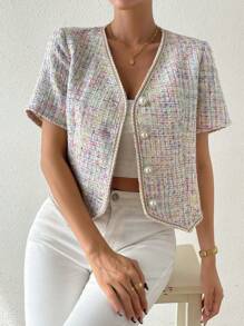 Chiquease Space Dye Button Front Jacket - Multicolor - View 5