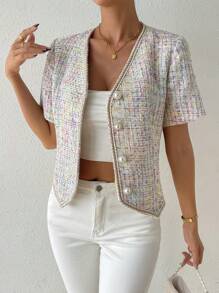 Chiquease Space Dye Button Front Jacket - Multicolor - View 6