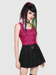 ROMWE Avant 休閒幾何 萬聖節女士背心 - 玫紅色 - 查看 3