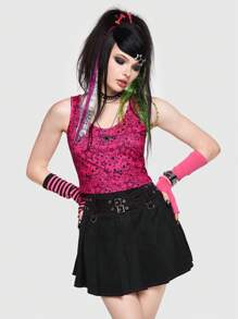 ROMWE Avant 休閒幾何 萬聖節女士背心 - 玫紅色 - 查看 6