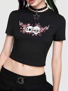 Our ROMWE Avant Skull Print Crop Tee is such a vibe - ROMWE