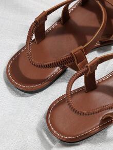 New European And American Style Large Size Women's Flat Sandals & Slides, Summer - Brown - View 5