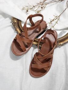 New European And American Style Large Size Women's Flat Sandals & Slides, Summer - Brown - View 7