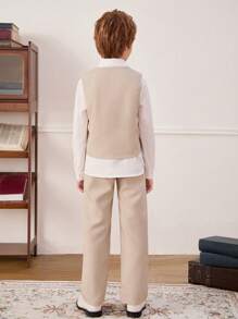 SHEIN Tween Boy Button Front Vest Blazer & Shirt & Trousers - Multicolor - View 6