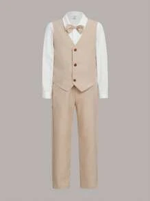 SHEIN Tween Boy Button Front Vest Blazer & Shirt & Trousers - Multicolor - View 7