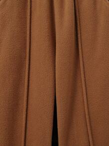 SHEIN Tween Boy Letter Patched Detail Half Zip Sweatshirt & Sweatpants - Khaki - View 9