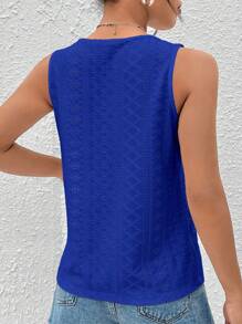 SHEIN Essnce Eyelet Embroidery V Neck Tank Top - Royal Blue - View 2