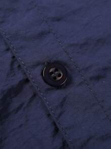 Tween Boy Solid Button Front Shirt - Navy Blue - View 4