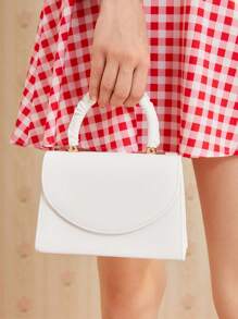 SHEIN MOD Mini Minimalist Flap Chain Satchel Bag - White - View 1