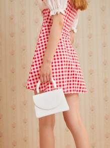 SHEIN MOD Mini Minimalist Flap Chain Satchel Bag - White - View 3