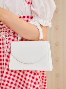 SHEIN MOD Mini Minimalist Flap Chain Satchel Bag - White - View 5