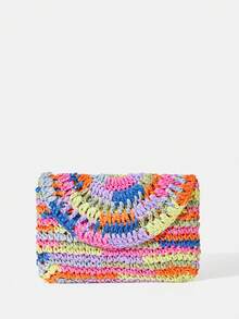 SHEIN VCAY 時尚隨機色草編包適合女士