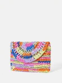 SHEIN VCAY 時尚隨機色草編包適合女士