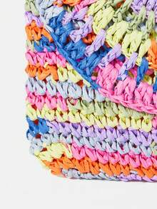 SHEIN VCAY 時尚隨機色草編包適合女士