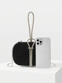 MOTF PREMIUM 闪闪发光，闪亮迷人，优雅，精致的水钻装饰手拿包晚餐包，晚宴包，适合派对女孩，女士，适合女性，非常适合派对，婚礼，舞会，晚餐/宴会，是送给女性的最佳礼物，情人节 - 黑色 - 查看 5