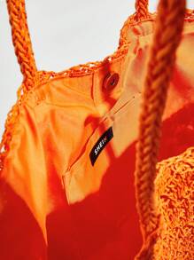 SHEIN VCAY Túi tote đeo vai tối giản Double Handle cho kỳ nghỉ - trái cam - Xem 7