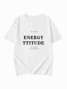 Camiseta con estampado de slogan - Blanco - Ver 3