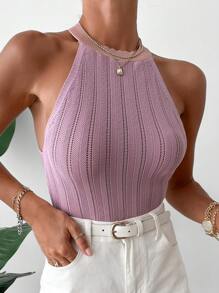 Top de punto unicolor halter