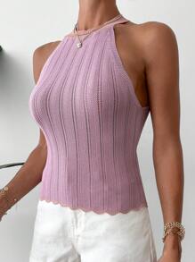 Top de punto unicolor halter