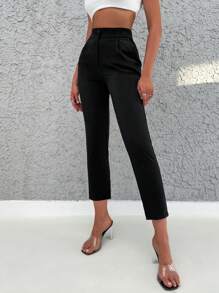 RueChic Solid Cropped Tapered Pants - Black - View 4