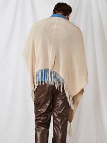 Manfinity VCAY Men Fringe Hem Batwing Sleeve Cardigan - Beige - View 2