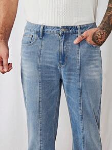 Manfinity NXTstreet Men Solid Wide Leg Jeans - Light Wash - View 4