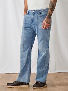 Manfinity NXTstreet Men Solid Wide Leg Jeans - Light Wash - View 6