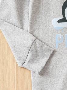 男小童卡通和字母圖案睡衣套裝 - 灰色 - 查看 4