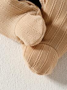 SHEIN 女嬰小熊刺繡條紋針織連身褲 - 杏色 - 查看 3