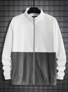 Manfinity VCAY Loose Fit Men's Two-Tone Zip-Up Long Sleeve Jacket