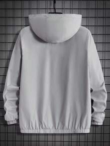 GENTILAND Nam Một nửa khóa kéo Dây rút áo có mũ Áo khoác - Màu Xám nhạt - Xem 2