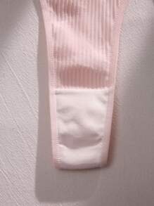 Talla grande 5 piezas Bragas unicolor tejida de canalé - Multicolor - Ver 4