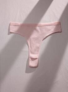 Talla grande 5 piezas Bragas unicolor tejida de canalé - Multicolor - Ver 5