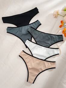 5件撞色滾邊內褲 - 彩色 - 查看 2