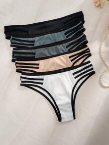 5件撞色滾邊內褲 - 彩色 - 查看 4