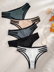 5件撞色滾邊內褲 - 彩色 - 查看 6