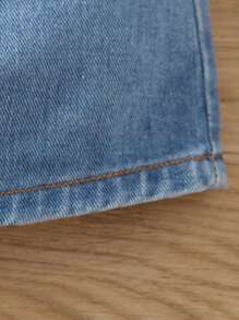 SHEIN 女小童荷葉邊後鎖孔上衣&牛仔半身裙 - 彩色 - 查看 3