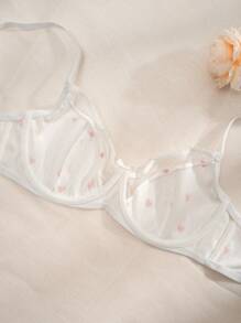 PetitDoll Heart Print Bra Lingerie, Kawaii - White - View 4
