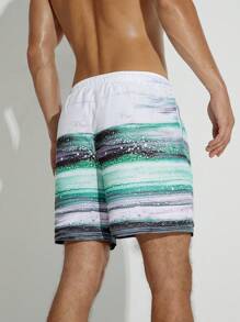 Manfinity Men Colour-block Drawstring Waist Swim Trunks - Multicolor - View 2